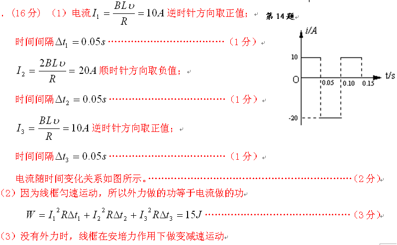 （2012盐城摸底）．（16分）如图所示，Ⅰ、Ⅱ区域是宽度均为L=0.5m的匀强磁场，磁感应强度大小B=1T，方向相反。一边长L=0.5m、质量m=0.1kg、电阻R=0.5Ω的正方形金属线框，在外力作用下，以初速度v<sub>o</sub>=10m/s匀速穿过磁场区域。<br>  <br>（1）取逆时针方向为正，作出i-t图像；<br>（2）求线框穿过磁场区域的过程中外力做的功；<br>（3）若不施加外力，确定线框最终停止的位置。